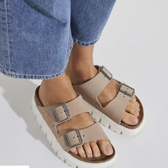 Birkenstock Arizona Chunky Suede Leather Sandals Warm Sand Like New! SIZE EU 39 - Picture 5 of 8